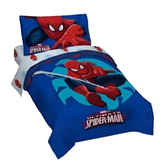Marvel Spider-Man Classic Toddler Bed Set Kids Superhero Bedding 4 Piece Set - Picture 1 of 4